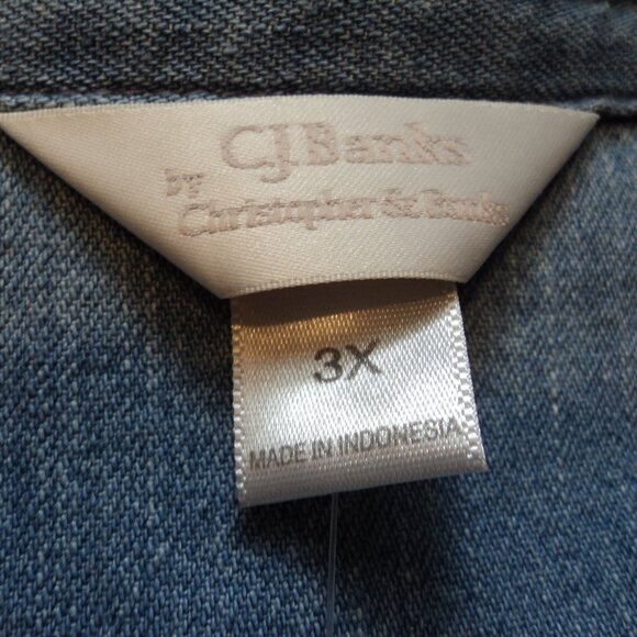NWT Women's Plus 3X C J Banks Blue Denim Coat Jacket Unlined Pocket 100% Cotton - Picture 12 of 12
